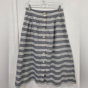 Madewell Palisade Button-Front Midi Skirt in  Stripe Size 2